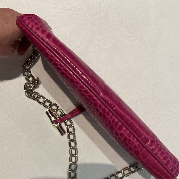 Longchamp Fuchsia Pink Roseau Crocodile Embossed Mini Purse - Picture 9 of 10